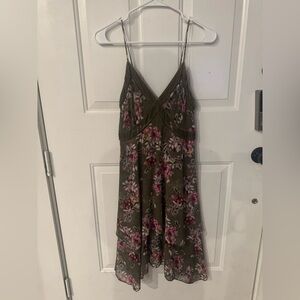 White House Black Market Olive Floral Dress